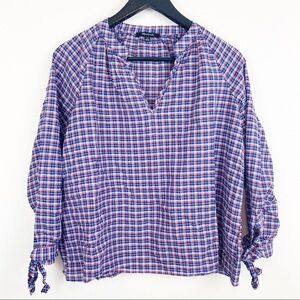 Madewell V Neck Checked top Size Small
